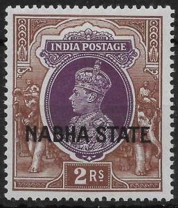 INDIA-NABHA SG90 1938 2r PURPLE & BROWN MTD MINT