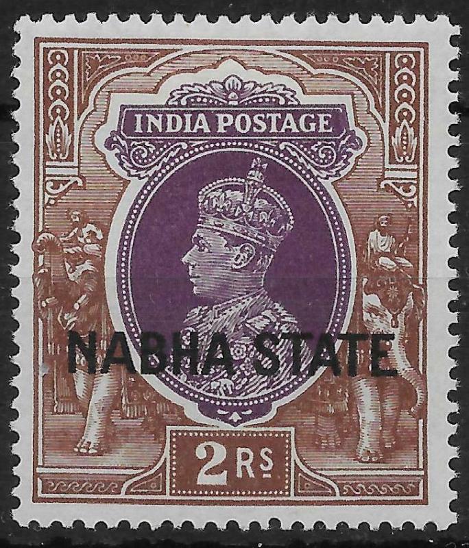 INDIA-NABHA SG90 1938 2r PURPLE & BROWN MTD MINT