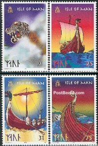 Isle of Man 1998, Viking boats 4v, MNH