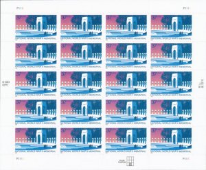 3862 37c World War II Memorial P111 Plate Position 9 Sheet of 20