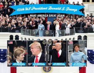 St. Vincent 2017 - President Trump & Family Inauguration - Sheet of 4 Stamps MNH