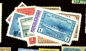 CANADA #249-62 MINT VF OG HT 258 260 SM THIN 261-2 LH Cat $130