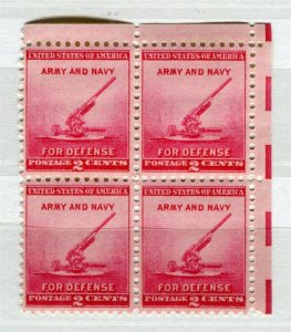 USA; 1940 early Defence issue fine MINT MNH unmounted 2c. BLOCK of 4