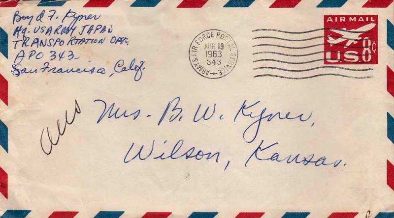 United States A.P.O.'s 8c Jet Airliner Air Envelope 1963 Army & Air Force Pos...