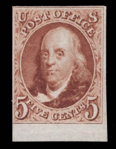 US STAMPS # 3 1875 IMPERF UNUSED NO GUM CV. $1,000 LOT #7941
