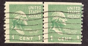 US #839 Used Coil Pair 1c George Washington 1939 [B14.9.4]