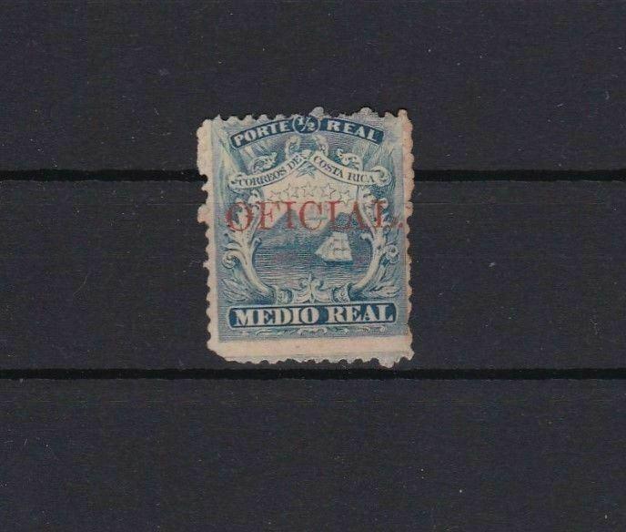 COSTA RICA RARE 1863 OFFICIAL ½ REAL OVERPRINT STAMP  REF 6779