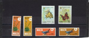 MALTA 1971,1993 WILDLIFE SET OF 6 STAMPS MNH