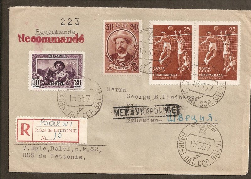 Latvia  (Russian )  Cover to Sweden