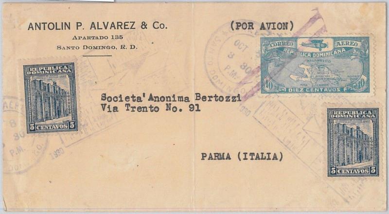 56469 - DOMINICANA Dominican - POSTAL HISTORY: AIRMAIL COVER to ITALY Parma 1930