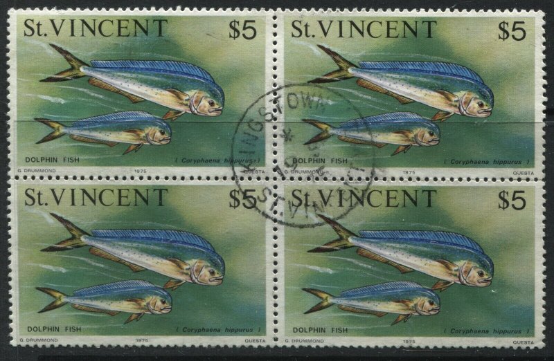 St. Vincent $5 used block of 4