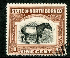 North Borneo 1926 British Colony 1¢ Tapir  Sc #167 VFU Perf 12½  F715