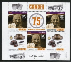 LIBERIA 2023 75th MEMORIAL ANNIVERSARY OF MAHATMA GANDHI LABEL SHEET MINT NH