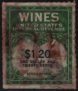 RE146 $1.20 Wine Revenue Stamp (1942) Used