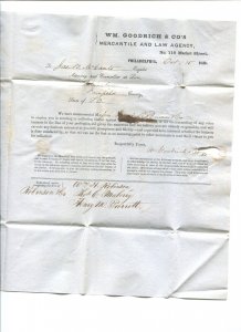 1 Franklin Imperf Used Pair on 1849 Legal Notice Philadelphia to South Carolina