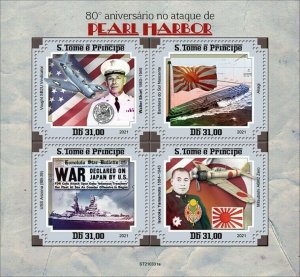 Sao Tome & Principe 2021 MNH Military Stamps WWII WW2 Pearl Harbor Attack 4v M/S