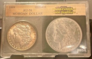 1889 Silver MC Morgan Dollar Au Great Toning in Sealed case 205109222340