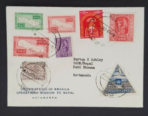 1962 Kathmandu Nepal USOM Military Operation Scott #89 Multi Franking Cover