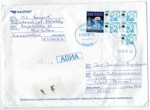 Kazakhstan 2020 Registered Cover to Poland Stamps Space Animals Bears