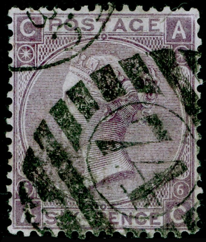 SG104, 6d lilac plate 6, USED. Cat £175. AC