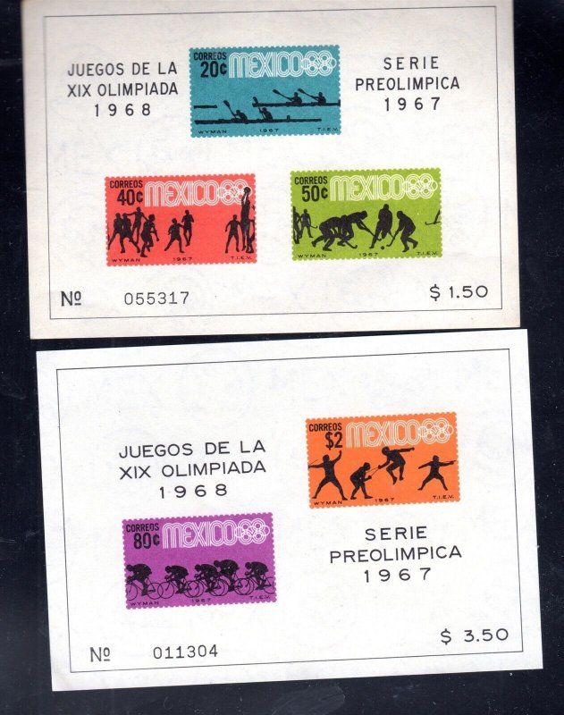 MEXICO #983a985a 1967 OLYMPICS MINT VF NH O.G S/S IMPERF.