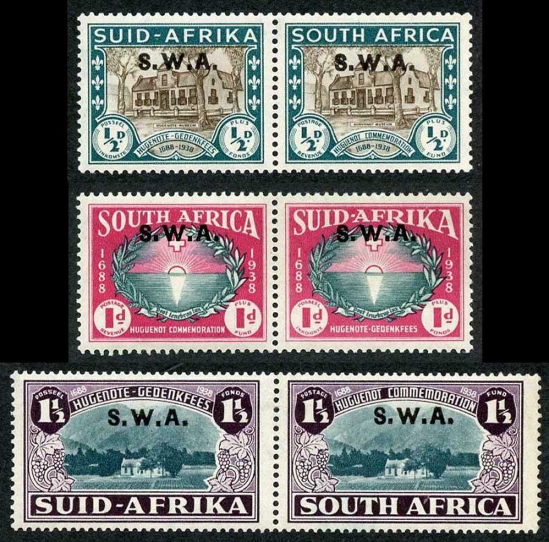 South West Africa SG111/13 1939 Set of Three with T11 Opt M/M