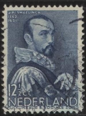 Netherlands B80 (used) 12½c Jan P. Sweelinck, composer,  dp blue (1935)