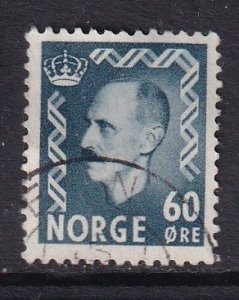 Norway #316  used  1950  King Haakon VII  60o gray blue