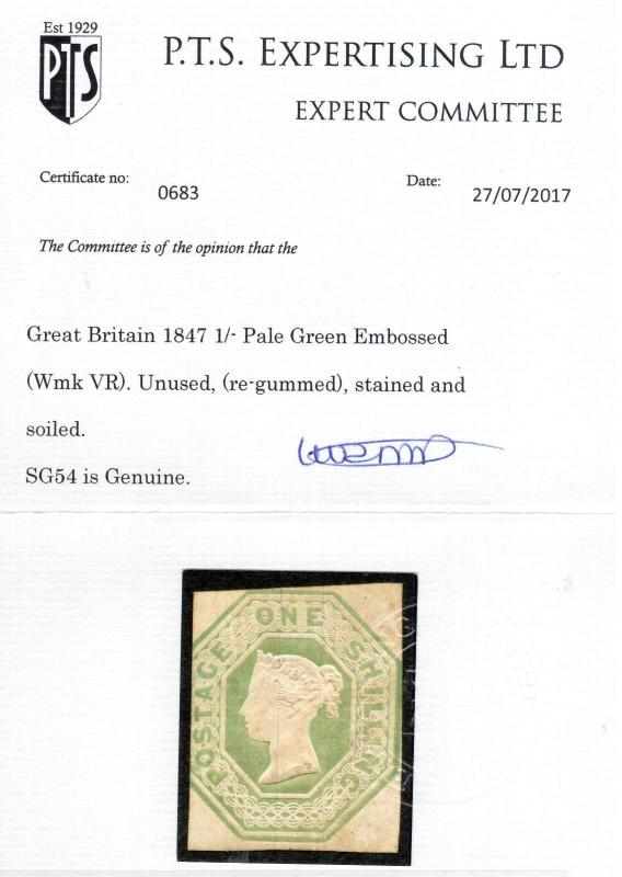 Great Britain #5 (SG #54) Mint Fine Unused But Nicely Regummed **With Cert.**