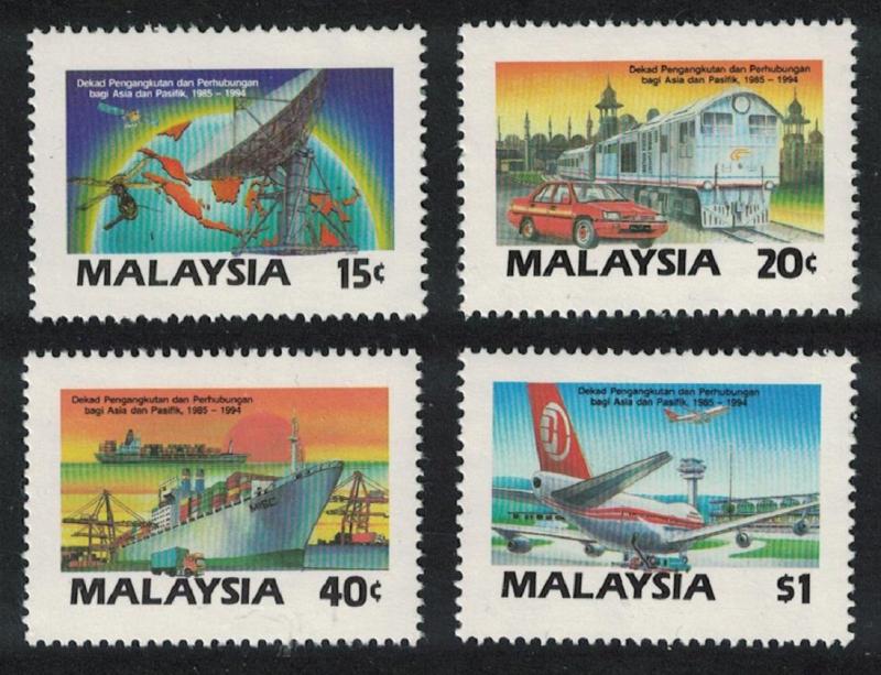 Malaysia Train Car Ships Transport and Communication Decade 4v SG#379-382