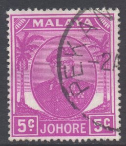Malaya Johore Scott 134 - SG136a, 1949 Sultan 5c used