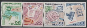 U.S.  Scott# 2201b 1986 Stamp Collecting Issue VF/XF MNH Strip of 4 Error