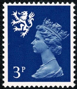 GB Scotland 3p Ultramarine FCP/PVA. MISSING PHOSPHOR.