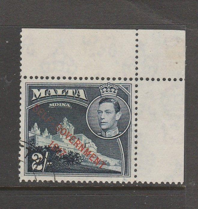 Malta 1949 Self Govt. 2/- VFU corner copy SG 245