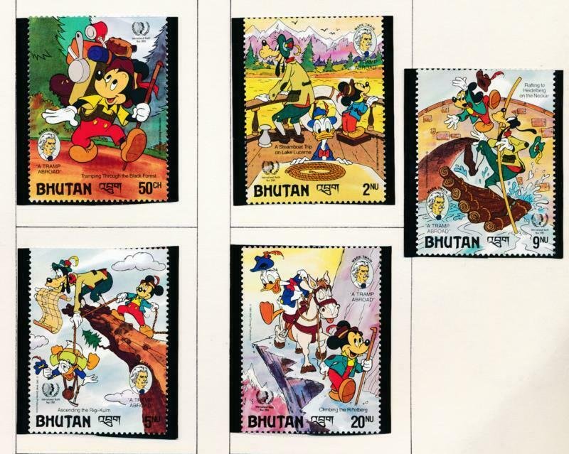 DISNEY BHUTAN 516-520 MINT NH TWAIN A TRAMP ABROAD