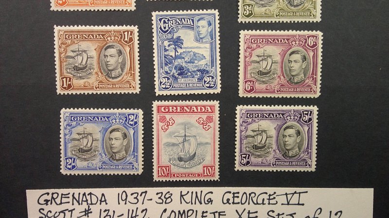 Grenada 1937-38 Scott# 131-142 Mint Light Hinge complete XF set of 12 values