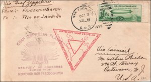 Scott C18 50 Cents Zeppelin Flight Cover NY - Brazil Leg Expo Cachet All Cxls