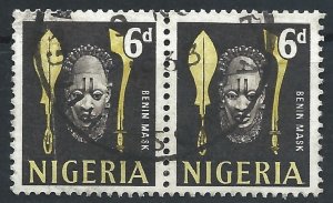 Nigeria 1961 - 6d Benin Mask pair - SG95 used