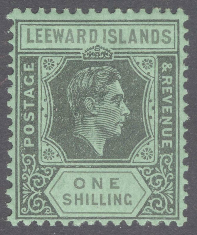 Leeward Is 1942 1s Black&Grey on emer SG 110bb Scott 111v LMM/MLH Cat £130($168)