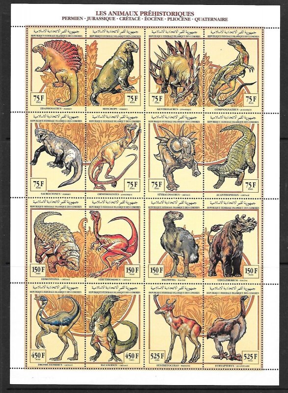 COMORO ISL Sc 809-10 NH MINISHEET+S/S OF 1994 - DINOSAURS