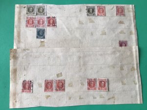 Belgium pre cancel stamps on old album part pages Ref A8461