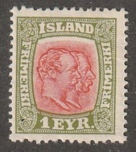 Iceland,  Stamp, Scott#99,  mint, hinged,  1 EYR,