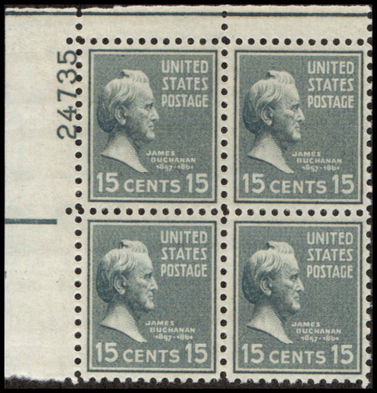 US #820 BUCHANAN MNH UL PLATE BLOCK #24735