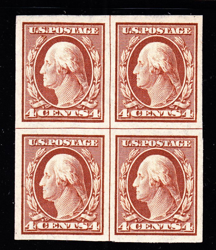 US 346 4c Washington Centerline Mint Block of 4 XF OG NH SCV $225