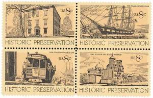 1971 8c Historic Preservation, Block of 4 Scott 1440-43 Mint F/VF NH