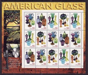 USA-Sc#3325-8- id12-unused NH sheet-American Glass-1999-