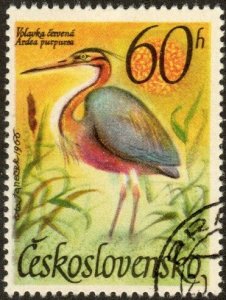 Czechoslovakia 1449 - Used - 60h Purple Heron (1967) (cv $0.60)