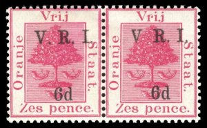 Orange Free State 1900 6d on 6d pair NO STOP AFTER V var VFM. SG 108,108a.