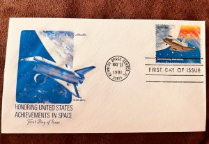 D)1981, USA, FIRST DAY OF ISSUE COVER, AMERICAN SPACE ACHIEVEMENTS, SPACESHIP C