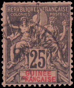 French Guinea #10, Incomplete Set, 1892-1900, Used